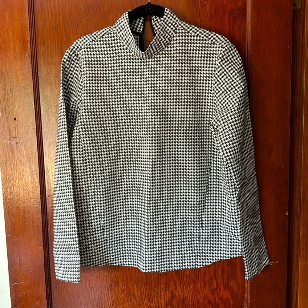 Zara Houndstooth Mock Neck Too